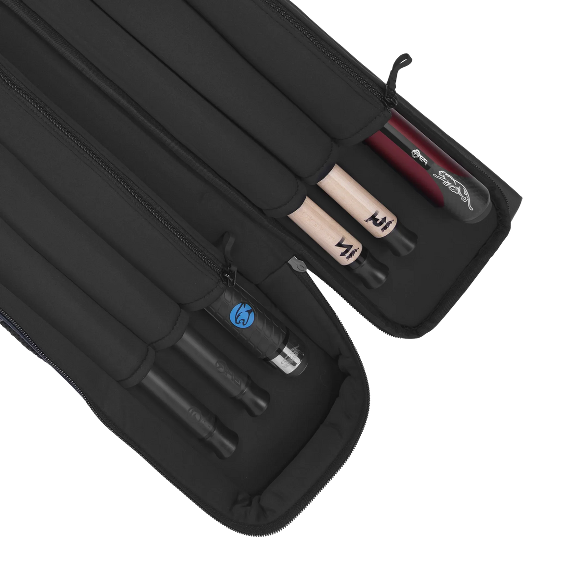 Étui rigide noir et rouge pour queue de billard Predator Urbain - 2 fûts x 4 tiges