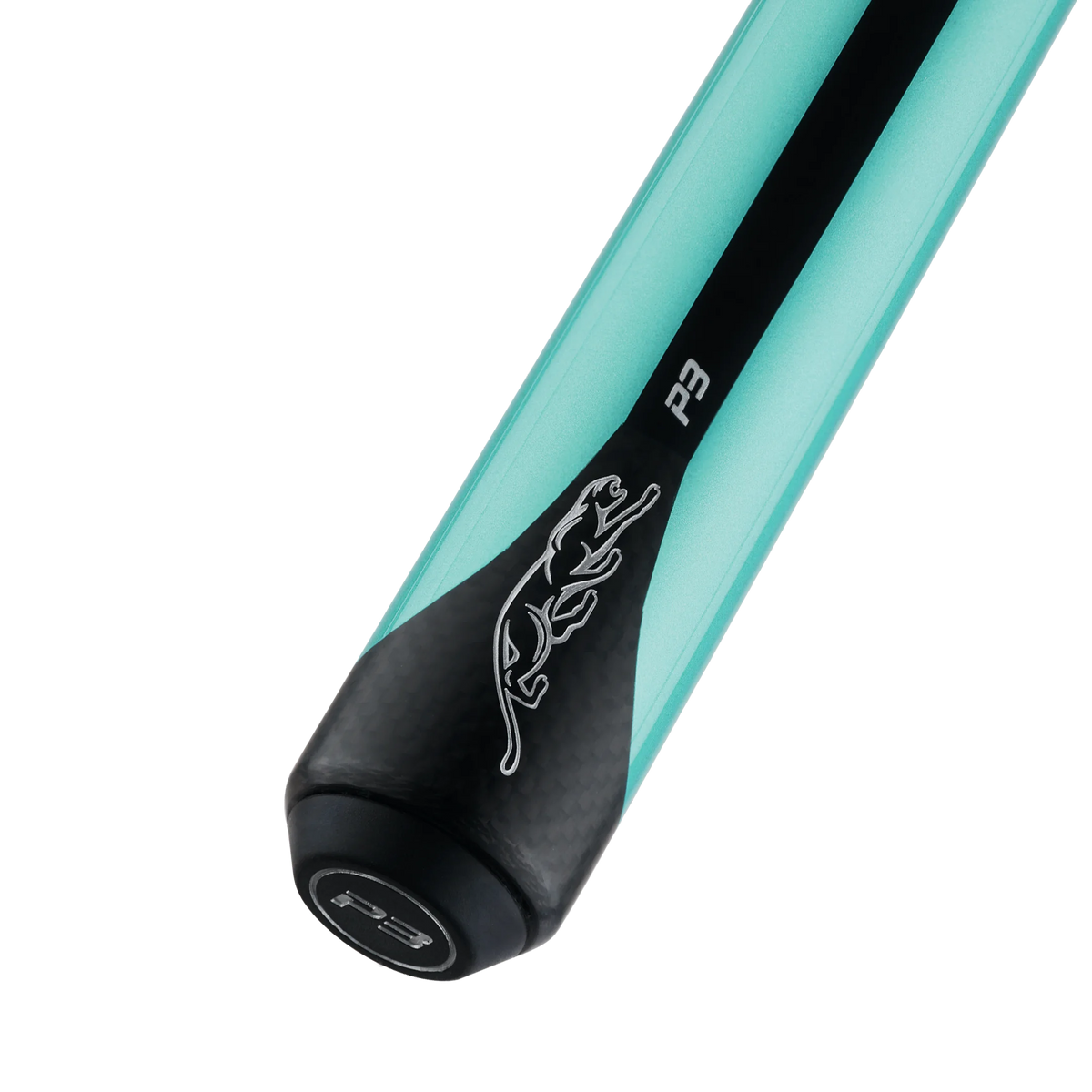 Queue de billard Predator P3 - Peint en bleu sarcelle avec bandes noires - Sans revêtement (manche seulement)