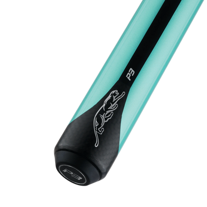 Queue de billard Predator P3 - Peint en bleu sarcelle avec bandes noires - Sans revêtement (manche seulement)