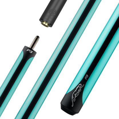 Queue de billard Predator P3 - Peint en bleu sarcelle avec bandes noires - Sans revêtement (manche seulement)